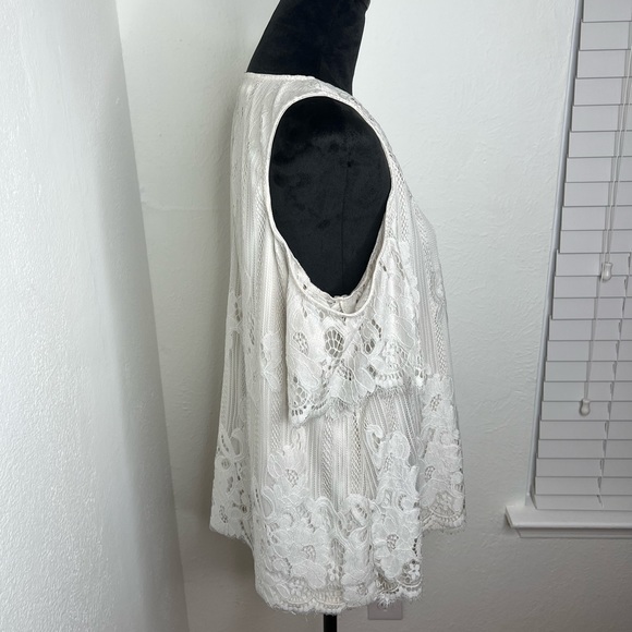 White Peekaboo Shoulder Lace Top by Maurice’s Size 1 - Picture 2 of 4